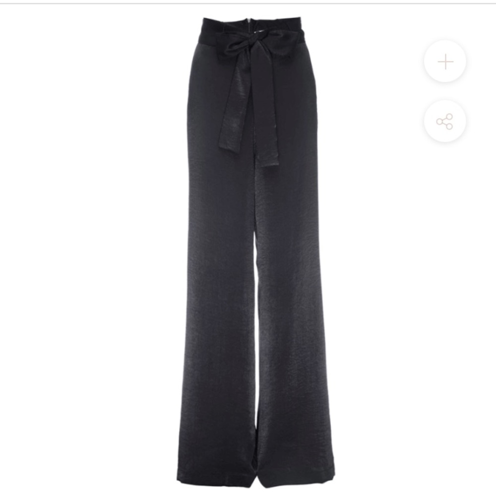 Misa black satin wide leg pant